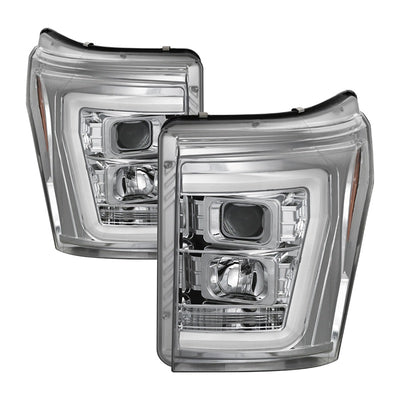 Spyder 11-16 Ford F-250/F-350 V2 Projector Headlights - Light Bar DRL - Chrome PRO-YD-FS11V2-LB-C-Headlights-Deviate Dezigns (DV8DZ9)