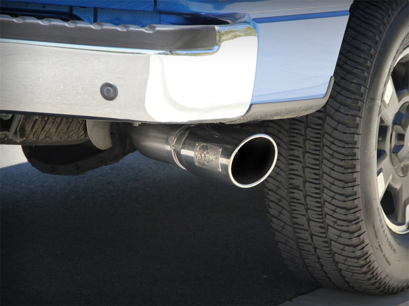 aFe MACHForce XP Exhaust Cat-Back SS-409 4in Polished Tip 11-12 Ford F-150 EcoBoost V6-3.5L (tt)-Catback-Deviate Dezigns (DV8DZ9)