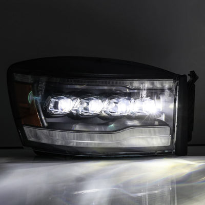 AlphaRex 06-08 Dodge Ram 1500HD NOVA LED ProjHeadlights Plank Style Blk w/Seq Signal/DRL/Amber LED-Headlights-Deviate Dezigns (DV8DZ9)