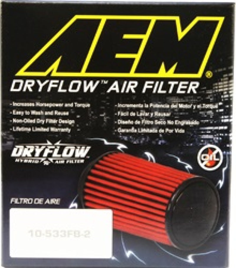 AEM DryFlow Conical Air Filter 5.5in Base OD / 4.75in Top OD / 5in Height-Air Filters - Universal Fit-Deviate Dezigns (DV8DZ9)