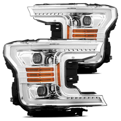 AlphaRex 18-19 Ford F-150 PRO-Series Projector Headlights Plank Style Chrm w/Activ Light/Seq Signal-Headlights-Deviate Dezigns (DV8DZ9)