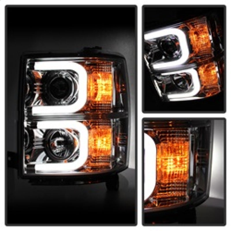 Spyder Chevy Silverado 1500 14-16 Projector Headlights Light Bar DRL Chrm PRO-YD-CS14-LBDRL-C-Headlights-Deviate Dezigns (DV8DZ9)