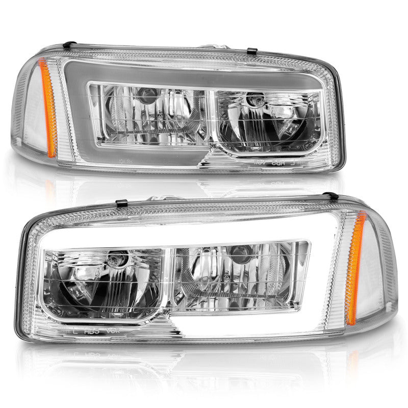 Anzo 99-17 GMC Sierra/Denali Headlights Chrome Amber (w/C Light Bars)-Headlights-Deviate Dezigns (DV8DZ9)