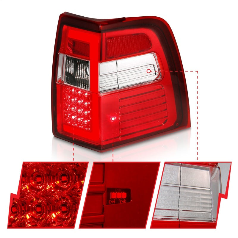 ANZO 07-17 For Expedition LED Taillights w/ Light Bar Chrome Housing Red/Clear Lens-Tail Lights-Deviate Dezigns (DV8DZ9)