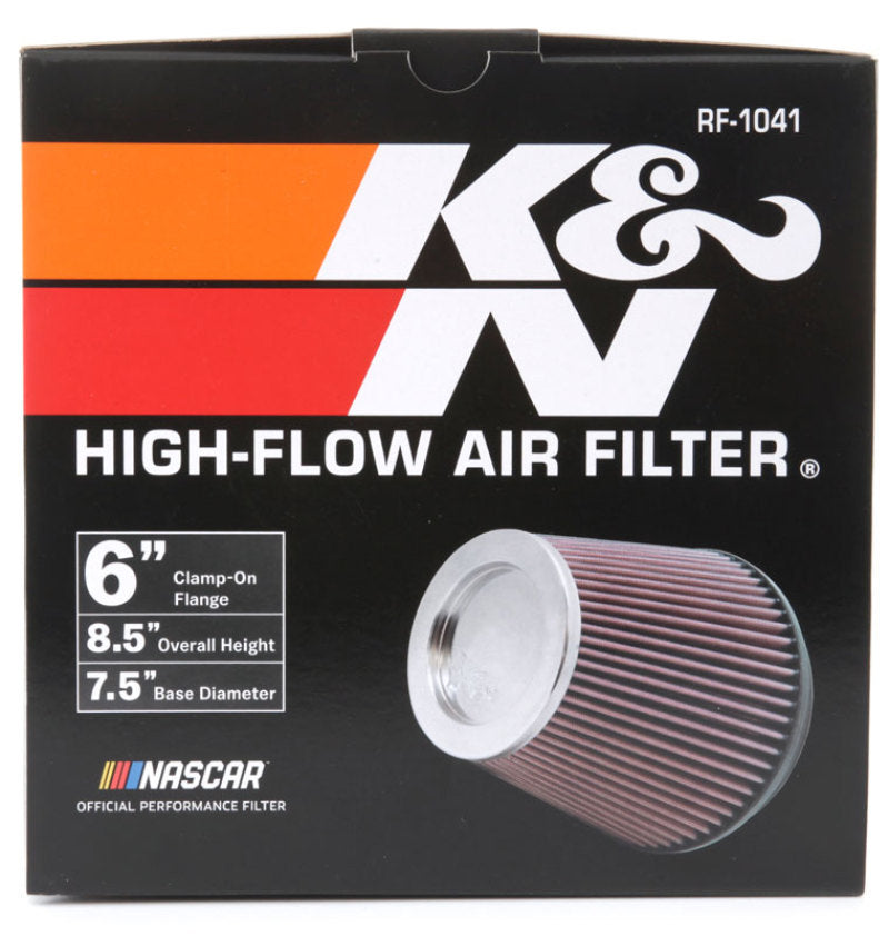 K&N Round Tapered Universal Air Filter 6 inch Flange 7 1/2 inch Base 5 inch Top 7 1/2 inch Height-Air Filters - Universal Fit-Deviate Dezigns (DV8DZ9)