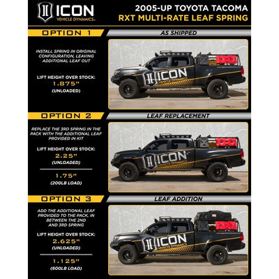 ICON 05-15 Toyota Tacoma 0-3.5in/16-17 Toyota Tacoma 0-2.75in Stg 8 Suspension System w/Tubular Uca-Coilovers-Deviate Dezigns (DV8DZ9)