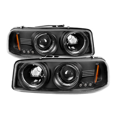 Spyder GMC Sierra 1500/2500/3500 99-06 Projector Headlights LED Halo LED Black PRO-YD-CDE00-HL-BK-Headlights-Deviate Dezigns (DV8DZ9)