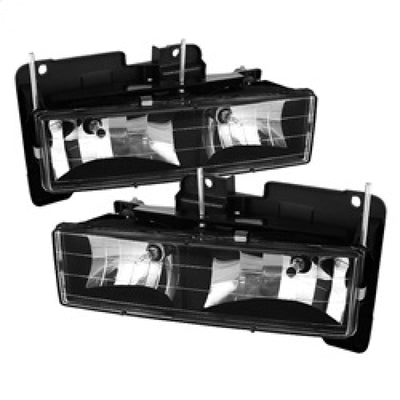 Xtune Chevy Suburban 88-98 Crystal Headlights Black HD-JH-CCK88-BK-Headlights-Deviate Dezigns (DV8DZ9)