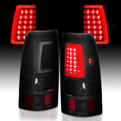 ANZO 2003-2006 Chevy Silverado 1500 LED Taillights Plank Style Black w/Smoke Lens-Tail Lights-Deviate Dezigns (DV8DZ9)