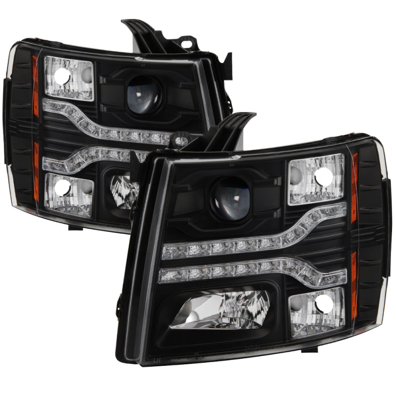 Spyder Chevy Silverado 1500 07-13 V2 Projector Headlights - LED DRL - Black PRO-YD-CS07V2-DRL-BK-Headlights-Deviate Dezigns (DV8DZ9)