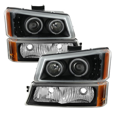 xTune Chevy Silverado 03-06 Projector Headlights 4pcs - LED Halo - Black PRO-JH-CSIL03-SET-BK-Headlights-Deviate Dezigns (DV8DZ9)