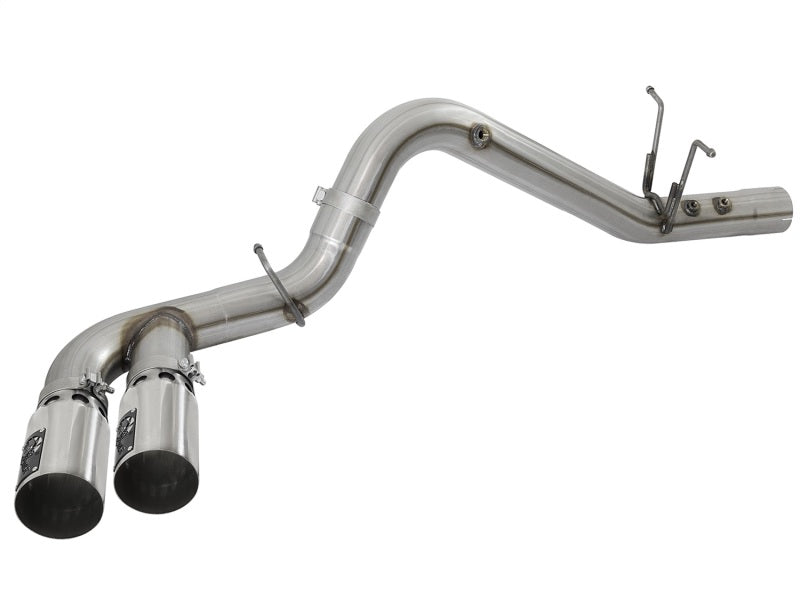 aFe Victory Series 4in 409-SS DPF-Back Exhaust w/ Dual Polished Tips 2017 GM Duramax V8-6.6L(td) L5P-DPF Back-Deviate Dezigns (DV8DZ9)