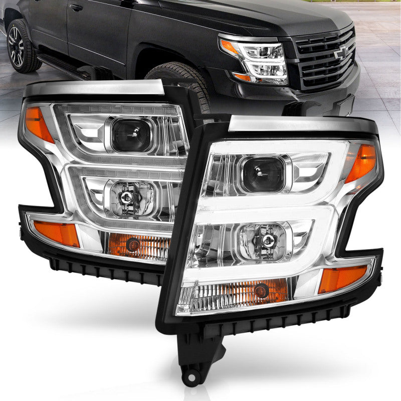 ANZO 2015-2020 Chevy Tahoe Projector Headlights Plank Style Chrome w/DRL-Headlights-Deviate Dezigns (DV8DZ9)