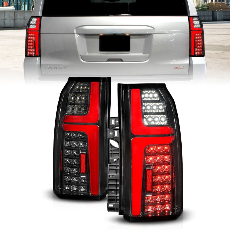 ANZO 15-20 Chevrolet Tahoe Sequential LED Tube Taillights Black-Tail Lights-Deviate Dezigns (DV8DZ9)