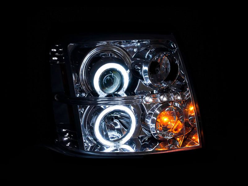 ANZO 2003-2006 Cadillac Escalade Projector Headlights w/ Halo Chrome (CCFL) (HID Compatible)-Headlights-Deviate Dezigns (DV8DZ9)