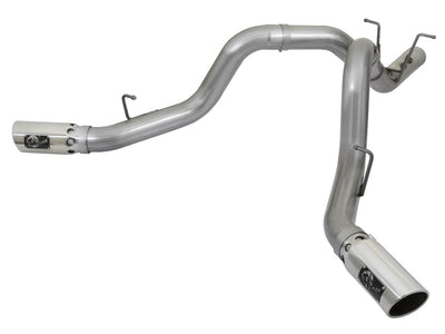 aFe Large Bore-HD 4in 409-SS DPF-Back Exhaust w/Dual Polished Tips 2017 GM Duramax V8-6.6L (td) L5P-DPF Back-Deviate Dezigns (DV8DZ9)