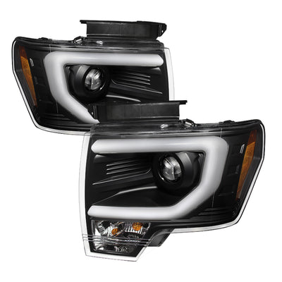Spyder Ford F150 09-14 Projector Headlights Halogen Model- Light Bar DRL Blk PRO-YD-FF15009-LBDRL-BK-Headlights-Deviate Dezigns (DV8DZ9)