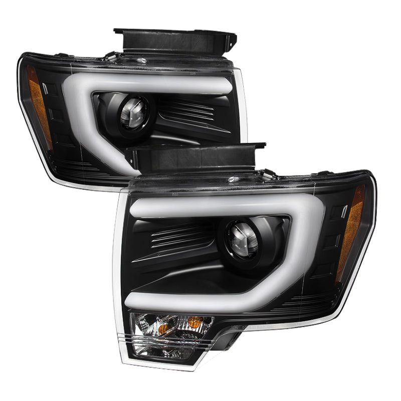 Spyder Ford F150 09-14 Projector Headlights Halogen Model- Light Bar DRL Blk PRO-YD-FF15009-LBDRL-BK-Headlights-Deviate Dezigns (DV8DZ9)