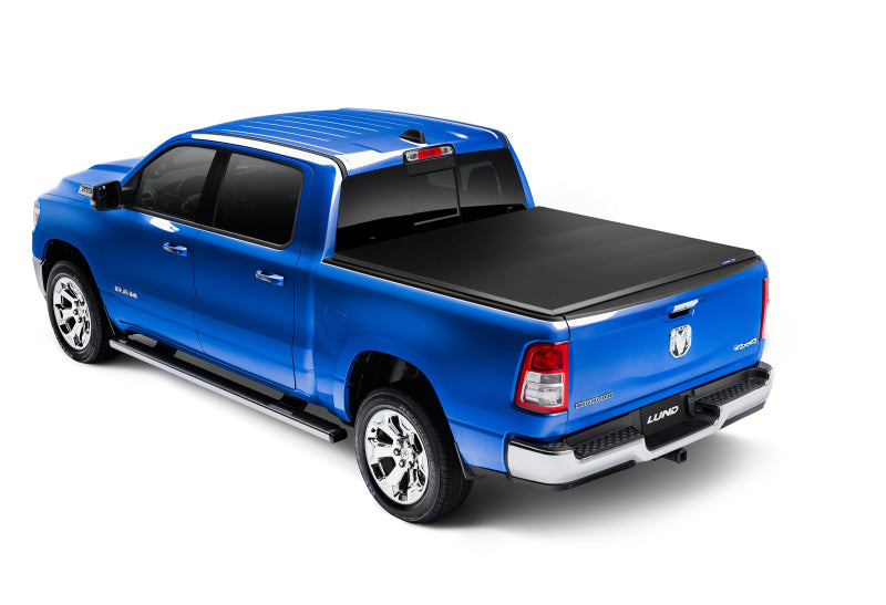 Lund 19-23 RAM 1500 (5.5ft Bed w/o RamBox Cargo Mgmt) Genesis Tri-Fold Tonneau Cover - Black-Tonneau Covers - Soft Fold-Deviate Dezigns (DV8DZ9)