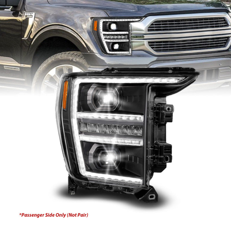 Anzo 21-23 Ford F150 LED Projector Headlight w/Switchback+Sequential - Black (Passenger Side Only)-Headlights-Deviate Dezigns (DV8DZ9)