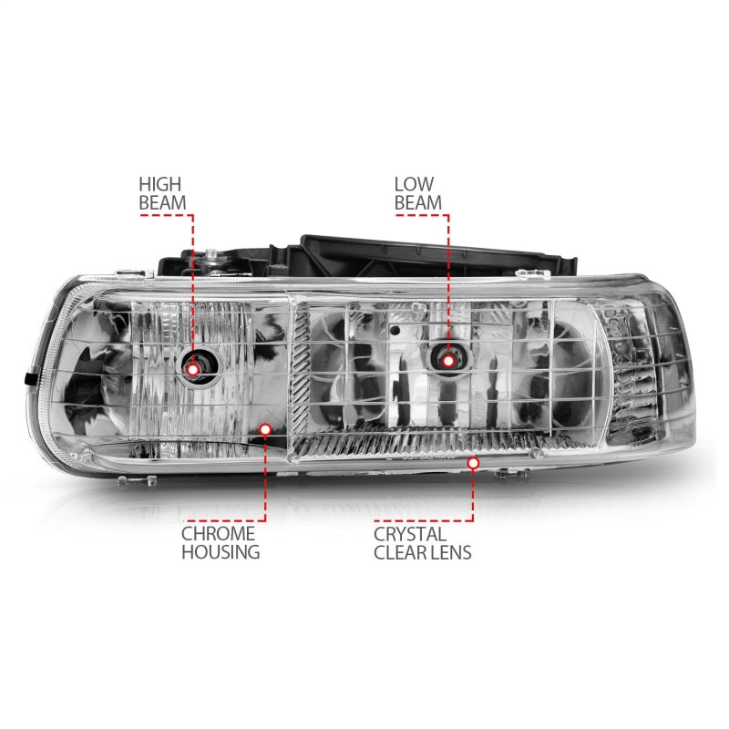 ANZO 1999-2002 Chevrolet Silverado 1500 Crystal Headlights Chrome-Headlights-Deviate Dezigns (DV8DZ9)