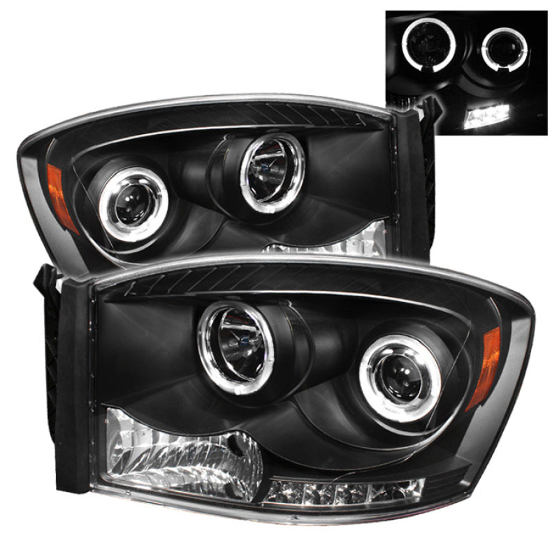 Spyder Dodge Ram 1500 06-08/Ram 2500 06-09 Projector Headlights LED Halo LED Blk PRO-YD-DR06-HL-BK-Headlights-Deviate Dezigns (DV8DZ9)