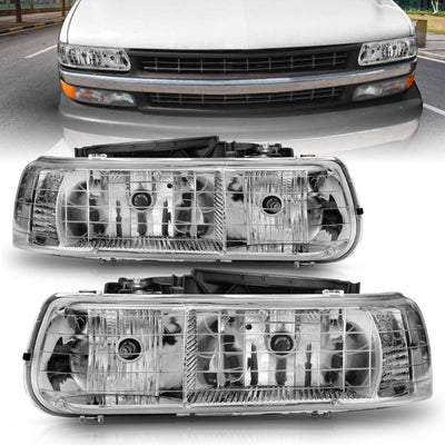 ANZO 1999-2002 Chevrolet Silverado 1500 Crystal Headlights Chrome-Headlights-Deviate Dezigns (DV8DZ9)