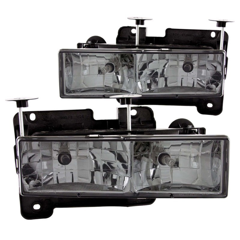 ANZO 1988-1998 Chevrolet C1500 Crystal Headlights w/ Smoke Lens-Headlights-Deviate Dezigns (DV8DZ9)