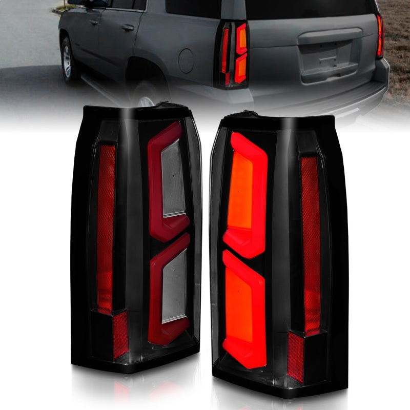 ANZO 2015-2020 Chevrolet Tahoe LED Tail Lights w/ Light Bar Black Housing Somke Lens-Tail Lights-Deviate Dezigns (DV8DZ9)