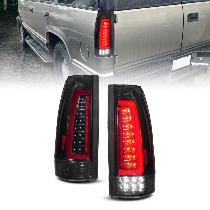 ANZO 88-99 Chevy/GMC C/K1500/2500/3500 Full LED Light Tube Taillights Black Housing Smoke Lens-Tail Lights-Deviate Dezigns (DV8DZ9)