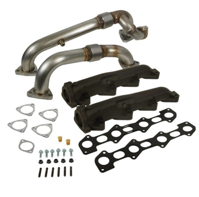 BD Diesel 08-10 Ford F-250/F-350/F-450/F-550 Powerstroke 6.4L Up Pipes Kit w/Manifold Set-Connecting Pipes-Deviate Dezigns (DV8DZ9)