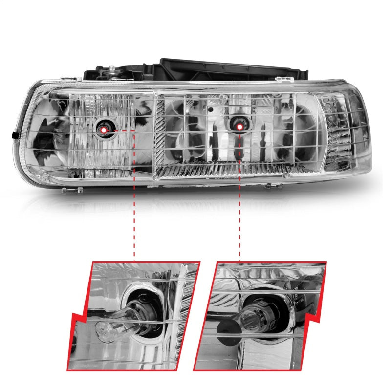 ANZO 1999-2002 Chevrolet Silverado 1500 Crystal Headlights Chrome-Headlights-Deviate Dezigns (DV8DZ9)