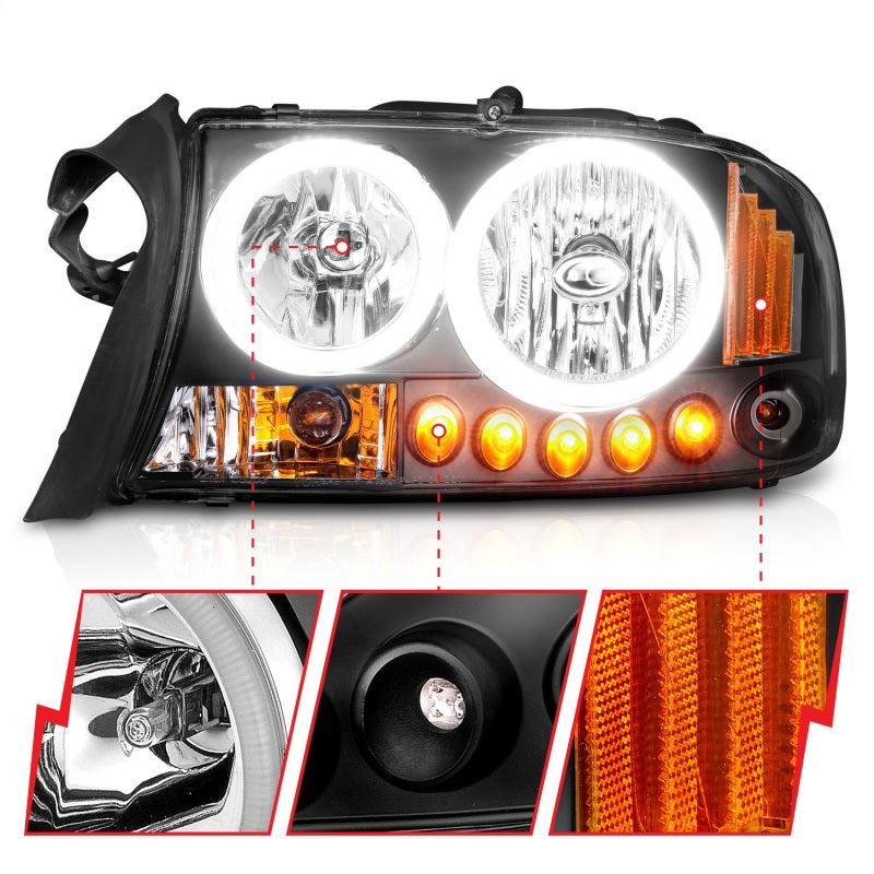 ANZO 1997-2004 Dodge Dakota Crystal Headlights Black 1pc-Headlights-Deviate Dezigns (DV8DZ9)