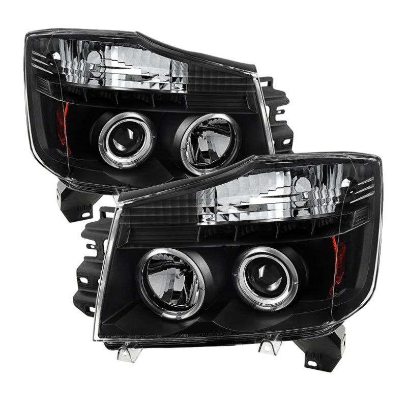 Spyder Nissan Titan 04-14/Armada 04-07 Projector Headlights LED Halo LED Blk PRO-YD-NTI04-HL-BK-Headlights-Deviate Dezigns (DV8DZ9)