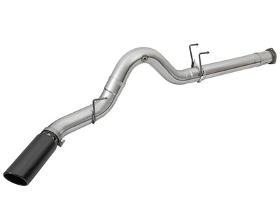 aFe ATLAS 5in DPF-Back Alum Steel Exhaust System w/Black Tip 2017 Ford Diesel Trucks V8-6.7L (td)-DPF Back-Deviate Dezigns (DV8DZ9)