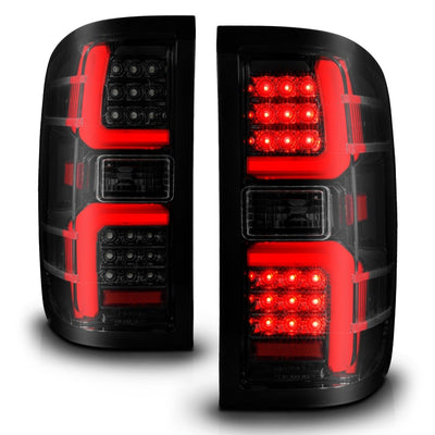 ANZO 15-19 Chevrolet Silverado 2500 HD/3500 HD LED Taillight w/ Sequential Black Housing/Smoke Lens-Tail Lights-Deviate Dezigns (DV8DZ9)