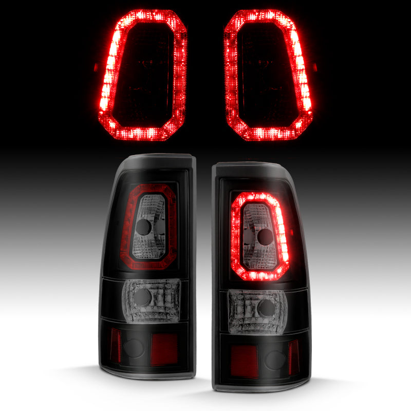 ANZO 2003-2006 Chevy Silverado 1500 LED Taillights Plank Style Black w/Smoke Lens-Tail Lights-Deviate Dezigns (DV8DZ9)