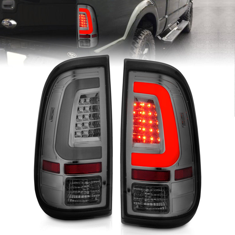 ANZO 2008-2016 Ford F-250 LED Taillights Chrome Housing Smoke Lens (Pair)-Tail Lights-Deviate Dezigns (DV8DZ9)