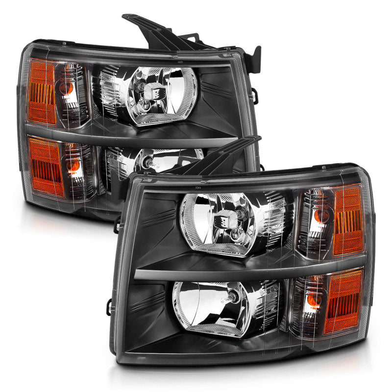 ANZO 2007-2013 Chevrolet Silverado Crystal Headlights Black-Headlights-Deviate Dezigns (DV8DZ9)