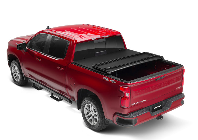 Lund 19-23 Chevrolet Silverado 1500 (5.5ft. Bed) Genesis Tri-Fold Tonneau Cover - Black-Tonneau Covers - Soft Fold-Deviate Dezigns (DV8DZ9)