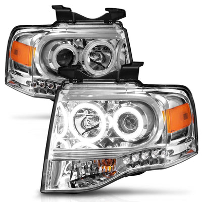 ANZO 2007-2014 Ford Expedition Projector Headlights Chrome-Headlights-Deviate Dezigns (DV8DZ9)