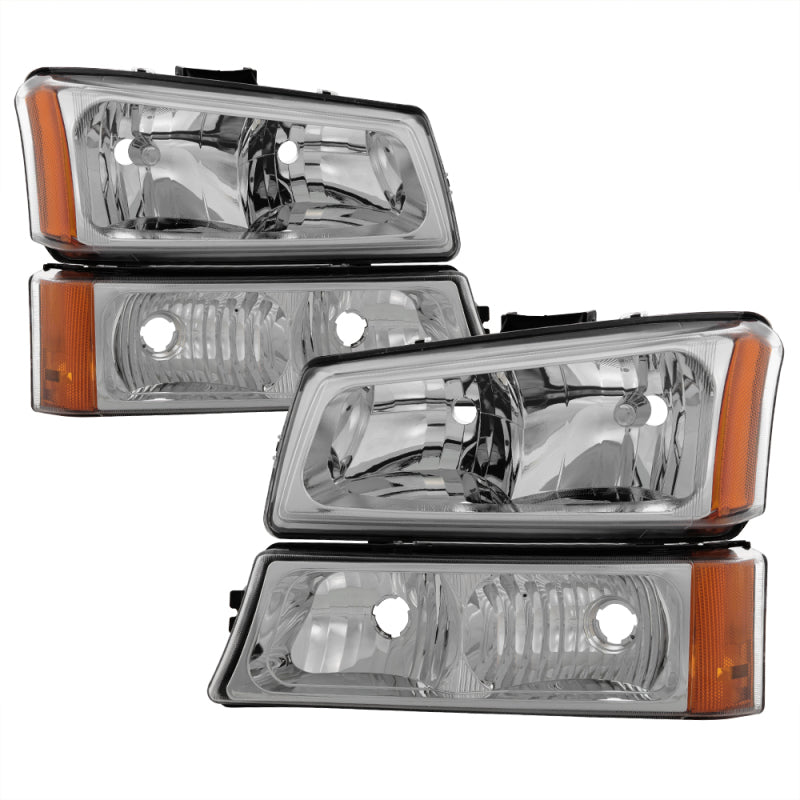 Xtune Chevy Silverado 2500HD 03-06 Crystal Headlights w/ Bumper Lights Chrome HD-JH-CSIL03-AM-C-SET-Headlights-Deviate Dezigns (DV8DZ9)