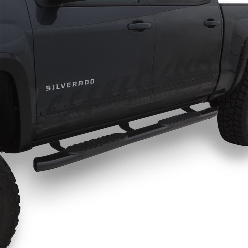 Lund 2019 Chevrolet Silverado 1500 Crew Cab 5in Oval Curved Steel Nerf Bars - Black-Nerf Bars-Deviate Dezigns (DV8DZ9)