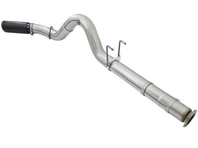 aFe ATLAS 5in DPF-Back Alum Steel Exhaust System w/Black Tip 2017 Ford Diesel Trucks V8-6.7L (td)-DPF Back-Deviate Dezigns (DV8DZ9)