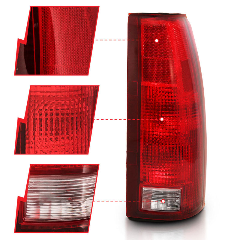 ANZO 1988-1999 Chevy C1500 Taillight Red/Clear Lens w/ Circuit Board(OE Replacement)-Tail Lights-Deviate Dezigns (DV8DZ9)