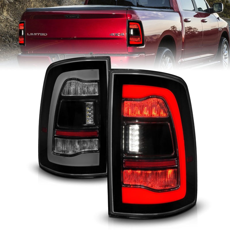 ANZO 09-18 Dodge Ram 1500 Sequential LED Taillights Smoke Black-Tail Lights-Deviate Dezigns (DV8DZ9)