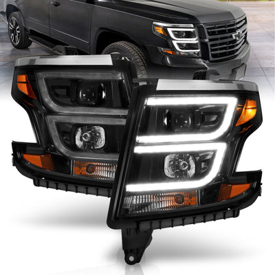 ANZO 2015-2020 Chevy Tahoe Projector Headlights Plank Style Black w/DRL-Headlights-Deviate Dezigns (DV8DZ9)