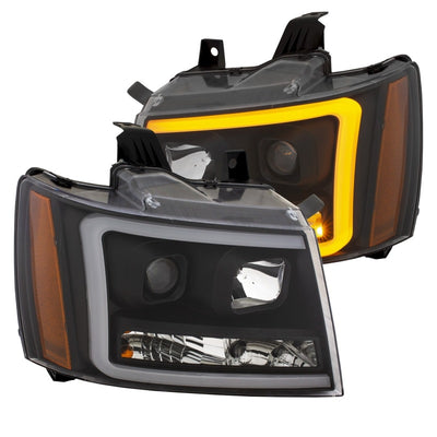 ANZO 07-14 Chevy Tahoe Projector Headlights w/ Plank Style Design Black w/ Amber-Headlights-Deviate Dezigns (DV8DZ9)