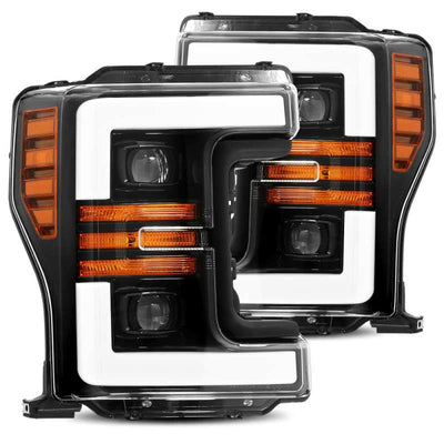 AlphaRex 17-19 Ford F-250 SD PRO-Series Proj Headlights Plank Style Black w/Activ Light/Seq Signal-Headlights-Deviate Dezigns (DV8DZ9)