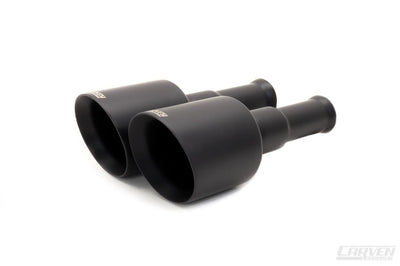 Carven - 2019 RAM 1500 5.7L (Dual Tailpipe) 5in. Exhaust Tip Replacement Set 304SS (Clamp On) - Black-Exhaust Tip-Deviate Dezigns (DV8DZ9)
